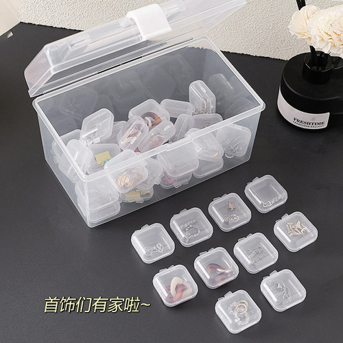 Anti-oxidation transparent plastic storage box Portable large-capacity dust-proof jewelry box necklace and earrings organizing jewelry box