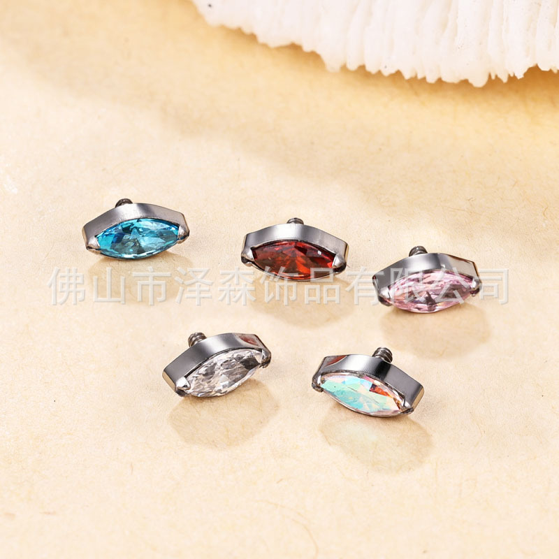 F136 Titanium Alloy Ear Piercing Jewelry Marquise CZ Ear Bone Stud G23 Titanium Zircon Lip Stud Body Jewelry detail image 8