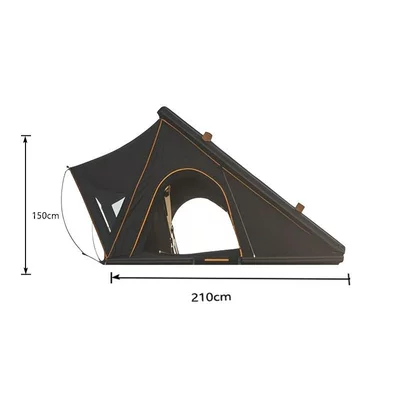 Triangular Roof Tent Outdoor Avtomobil dam çadırları - black-shell-dark-grey-fabric-22714228cm-80kg-2-3-people