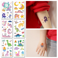 新款亞馬遜閃粉紋身貼卡通彩色防水兒童恐龍貼紙tattoo stickers