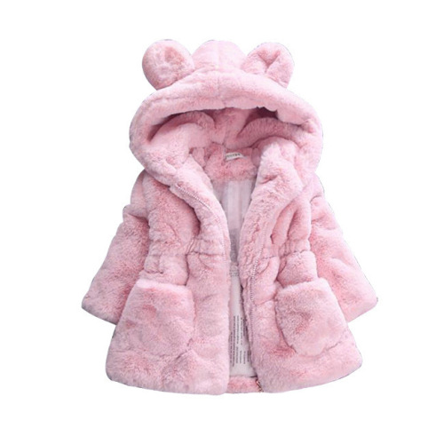  New Autumn and Winter Fashion Children's Clothing for Girls' Sweater Children's Fur Coat Cotton Coat with Ear Flaps 