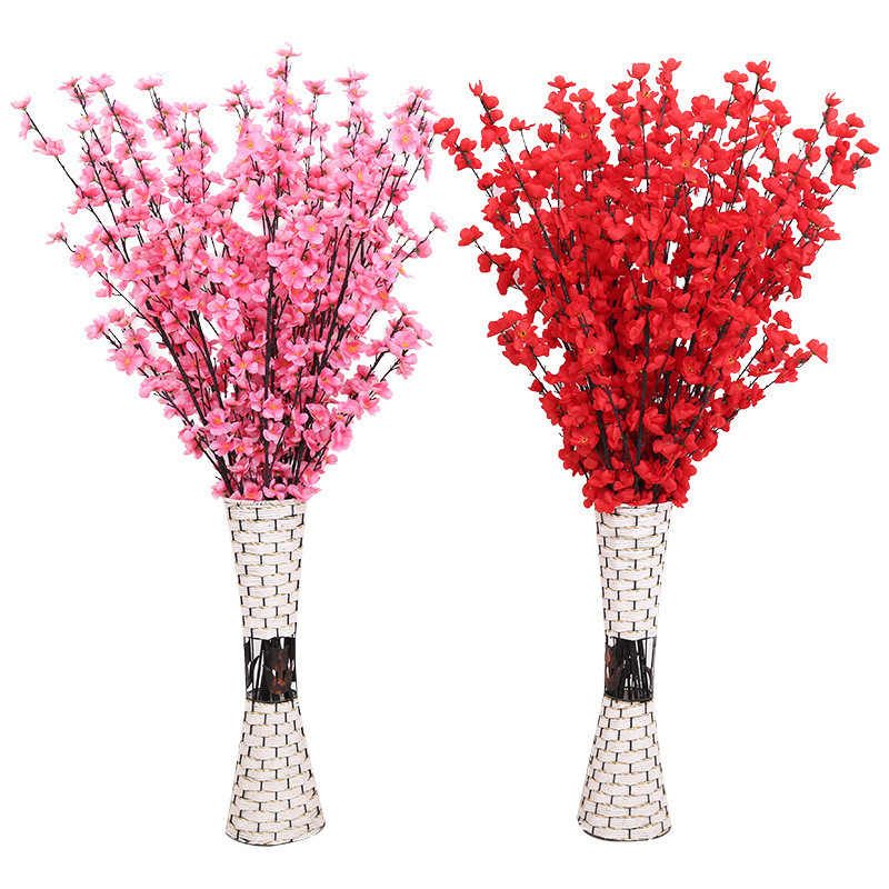 模擬桃の花の枝、模擬梅の花の枝、桜のプラスチックの花、造花、床置きフラワーアレンジメント、造園、幹の装飾|undefined