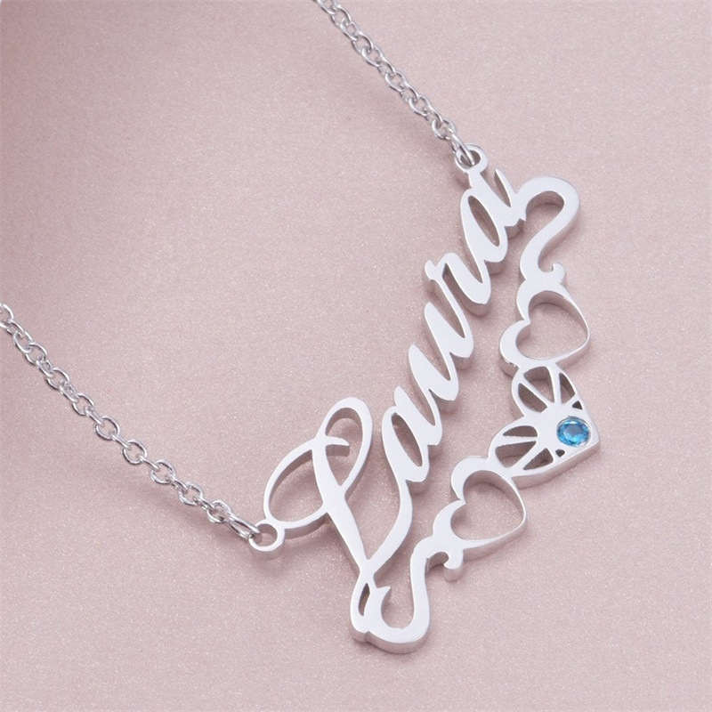 Fashion Letter Sterling Silver Copper Plating Inlay Artificial Gemstones Necklace