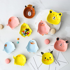 Wholesale cute cartoon ceramic small plate dipping plate home use snack plate dish plate boneless plate sauce seasoning plate