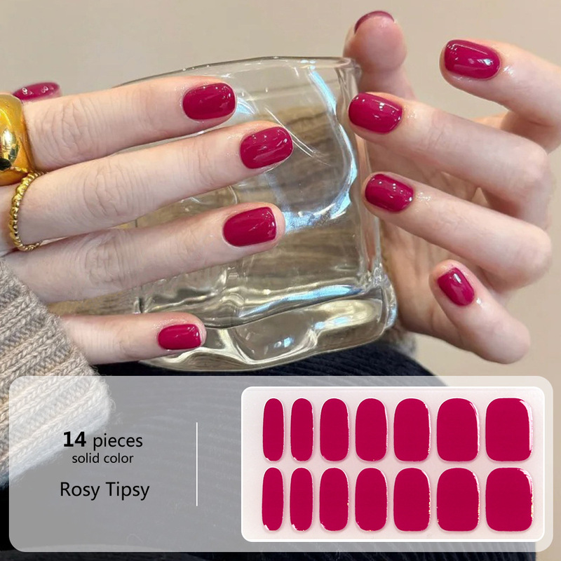 14 refers to [solid color series] light-free gel nail stickers cross-border temu explosions nail stickers durable waterproof