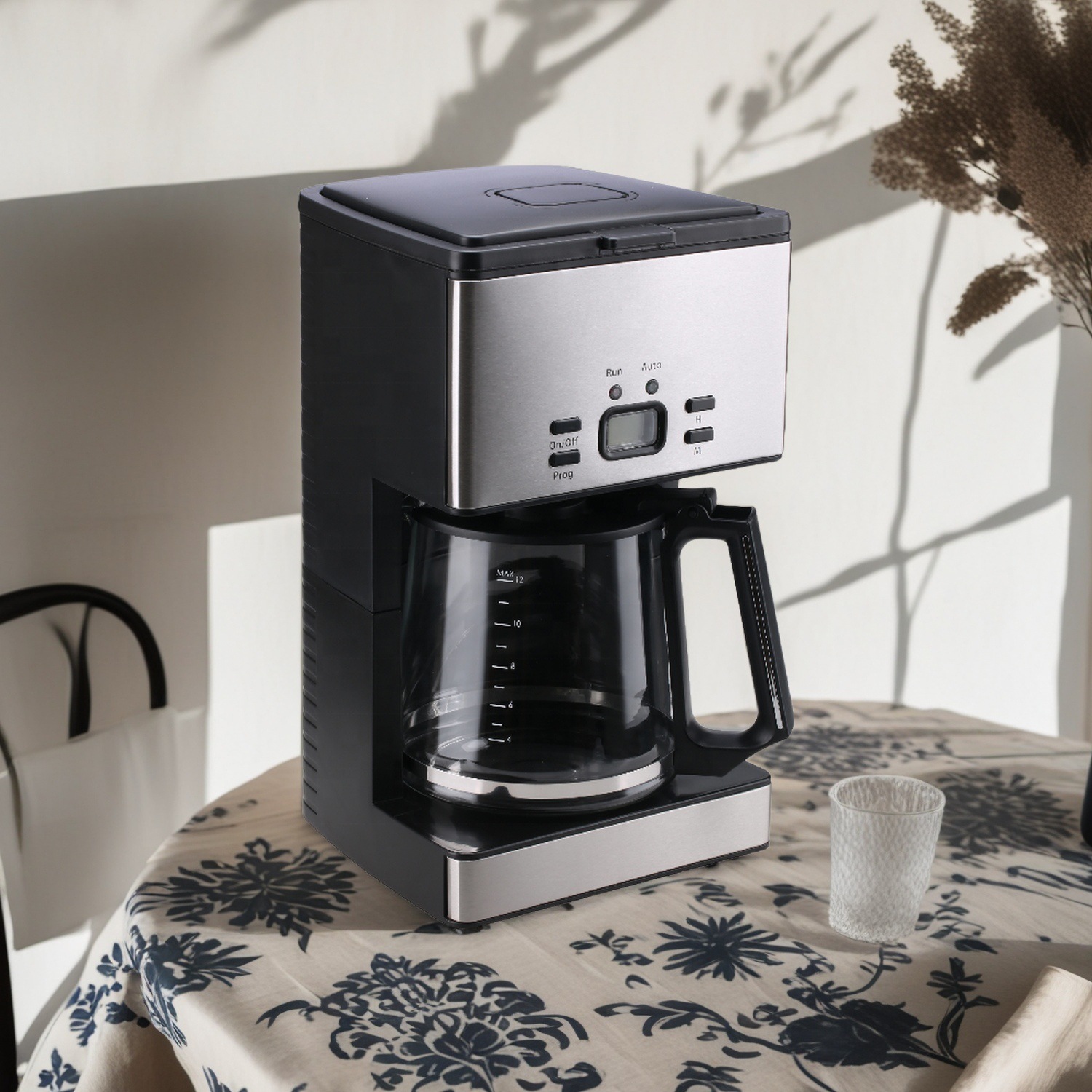 Transfronterizo 1.8L cafetera de goteo pantalla de tiempo operar botón de cafetera de goteo electrodomésticos