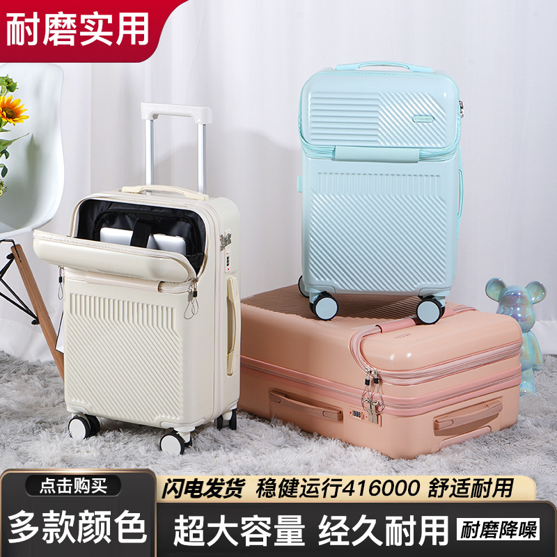 Importado multi-funcional equipaje nueva apertura frontal trolley caso trasero portavasos maleta negocio embarque caso hombres y mujeres