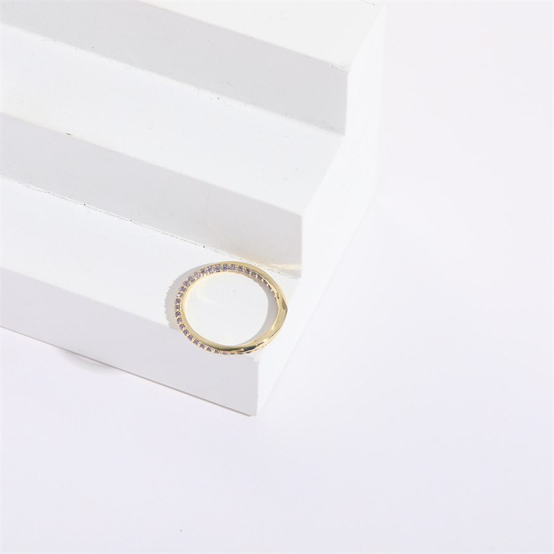 Fashion Round Copper Inlay Zircon Rings 1 Piece