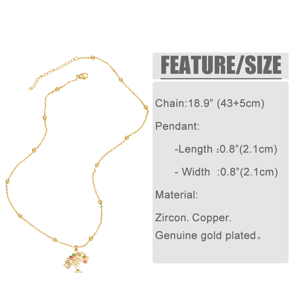 Fashion Tree Of Life Pendant Inlaid Color Zircon Virgin Mary Copper Necklace display picture 2