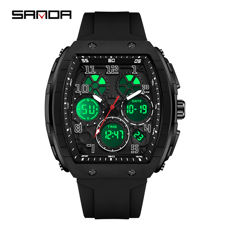 SANDA marca reloj electrónico digital multi-funcional de moda reloj de los hombres de moda de silicona impermeable reloj de alarma reloj de los hombres