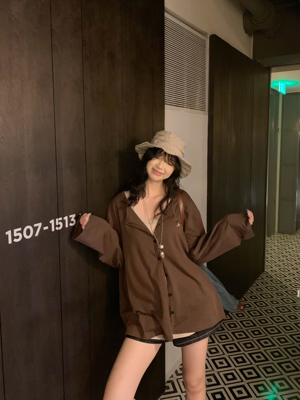 荒荒家 黑扣刺绣竹节棉开衫2025夏季新款薄款慵懒凉感防晒外套女|undefined