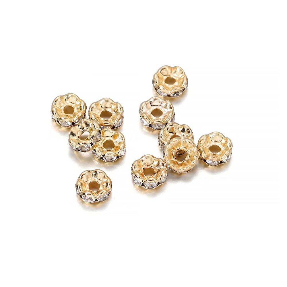 Anillo de diamante espaciador cuentas pulsera de color diamante espaciador rueda llanta 4/6/8/10/12mm DIY joyería accesorios hechos a mano