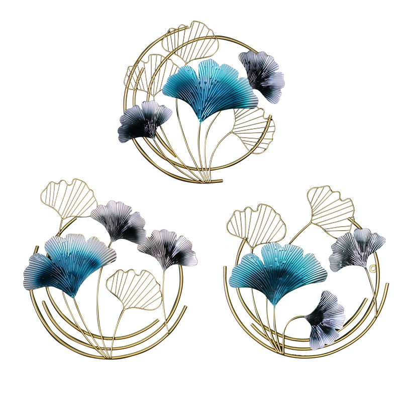New Chinese Metal Ginkgo Leaf Craft Wall Decoration Wall Hanging Creative Living Room Sofa Bedroom Entrance Background Wall Wall Decoration