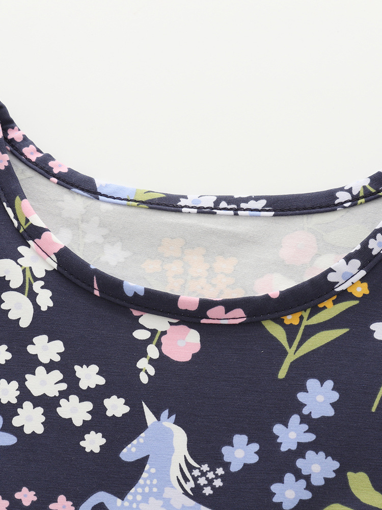 Malwee transfronterizo vestido de princesa de niña nuevo estilo lindo vestido de verano de niña de cuello redondo de manga corta vestido de niños europeos y estadounidenses