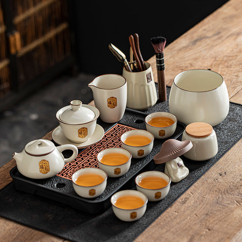 Новый набор чайного сервиза Miguanghuang Ru Kiln Kung Fu легкий и роскошный домашний офис, чай, чай, высококачественный керамический чайник, чайная чашка