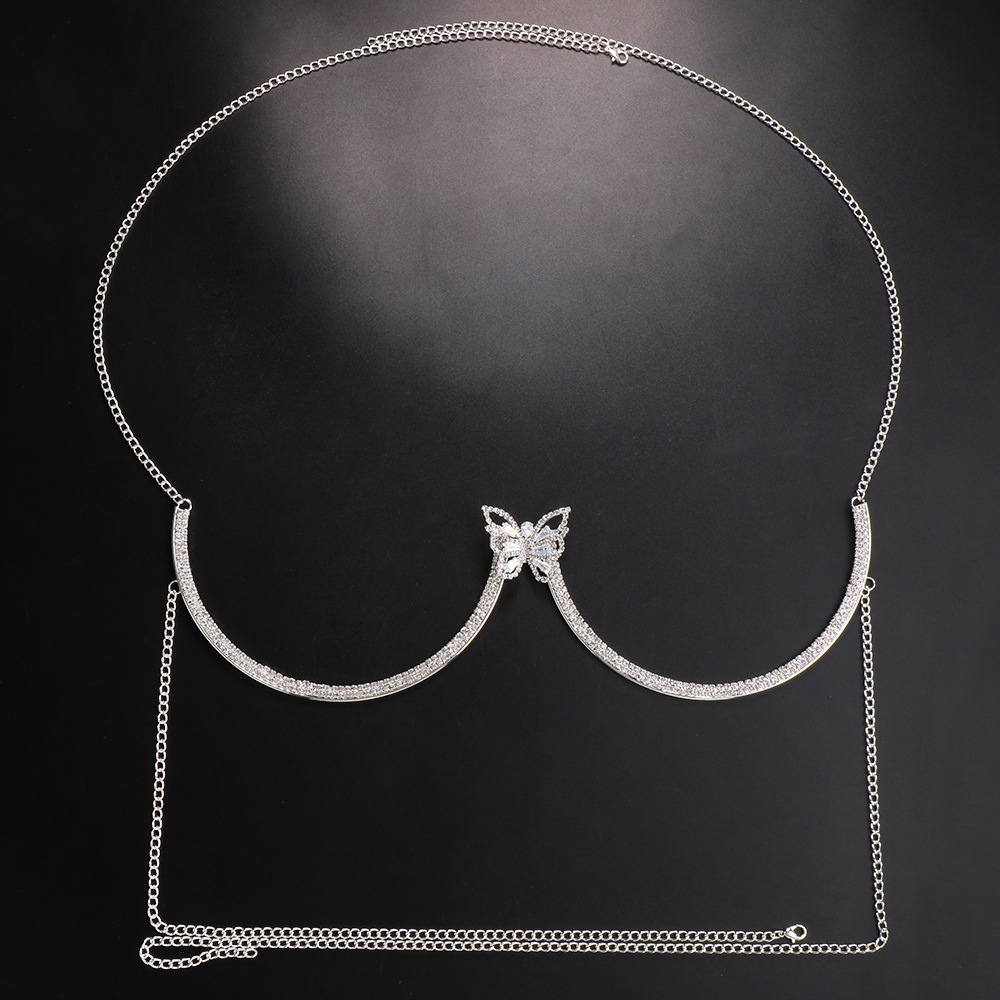 Transfronterizo caliente ZIRCON mariposa soporte de pecho discoteca sexy rhinestone cuerpo cadena transfronteriza accesorios cuerpo cadena