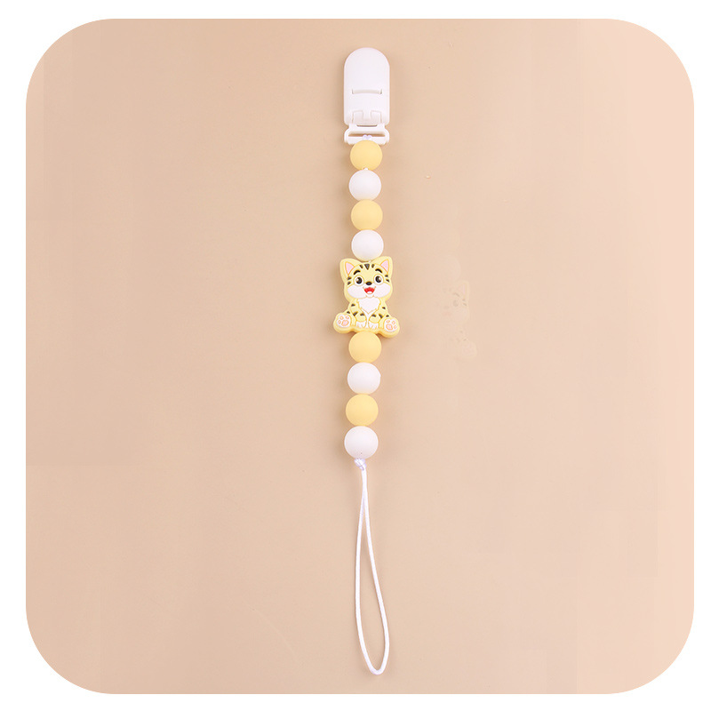 Amazon nuevo clip de pezón de plástico para bebés animados animales gatos calmar silicona bebé molar cadena de pezón