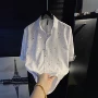 夏季短袖白色冰丝衬衣