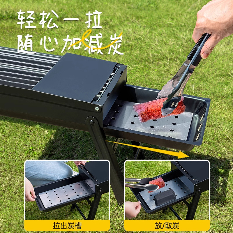 Barbacoa Barbacoa al aire libre Portable Ultra gruesa Acero inoxidable Red Familia Juego completo de herramientas Horno de barbacoa Barbacoa