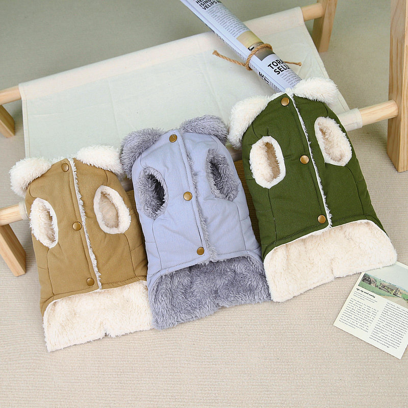 Small Pet Cat and Dog Clothing Workwear Style Jacket Winter Warm Clothing