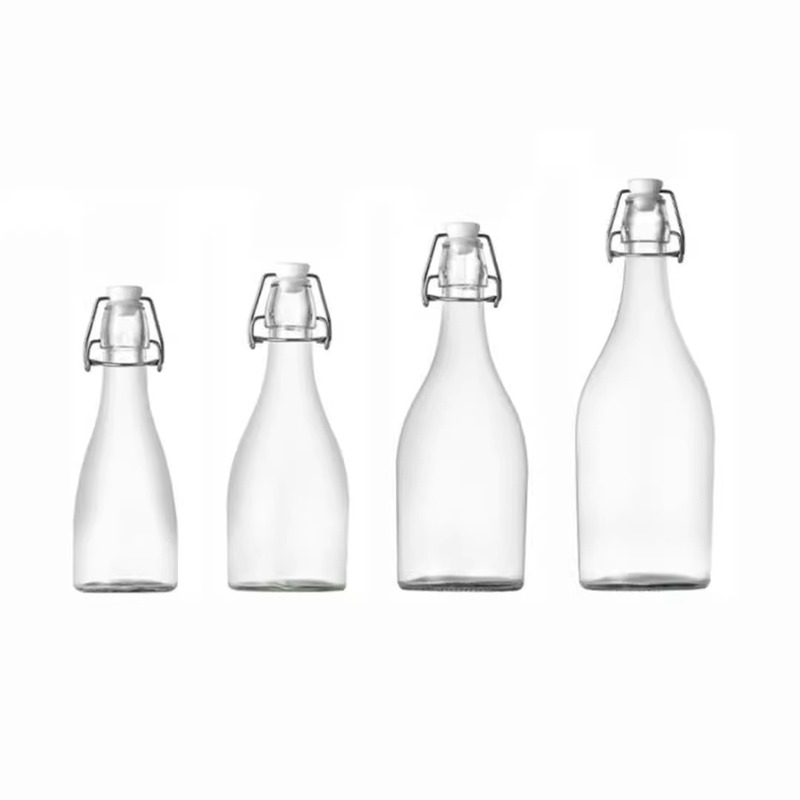 ロックラウンド空のワインボトル透明飲料ボトル密封酵素ミルクジュースボトル家庭用スナップオンシール蓋空ボトル|undefined