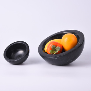 Nordic simple black marble fruit plate fruit bowl model room KTV hotel living room coffee table desktop decoration oblique Bowl