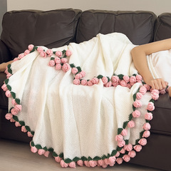 成品手工编织玫瑰花束毯子花毯毛线午睡毯毯子送女友闺蜜七夕礼物
