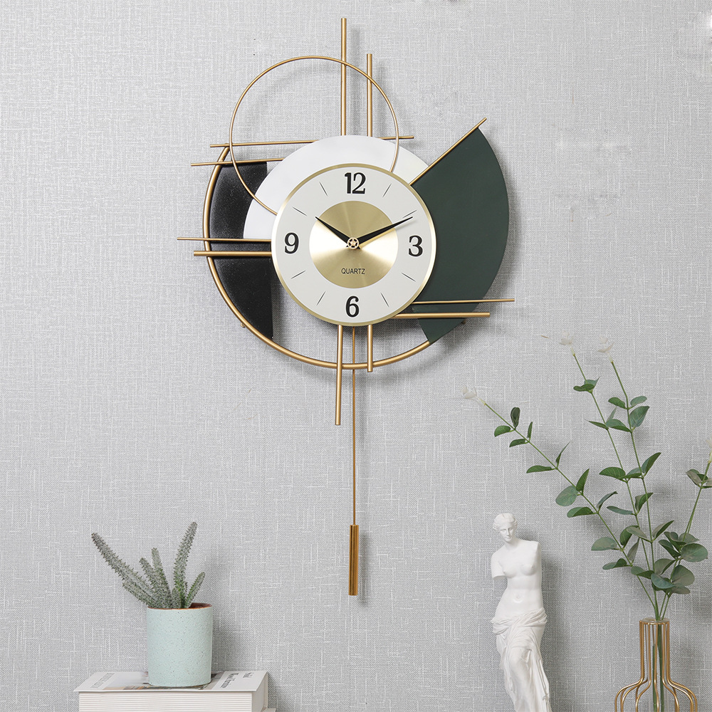 Luz de lujo nuevo estilo chino sala de estar entrada decoración pared reloj nórdico swing reloj hierro creativo decoración del hogar reloj