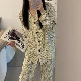 秋季上新纯棉流苏长袖长裤宽松舒适休闲家居服套装