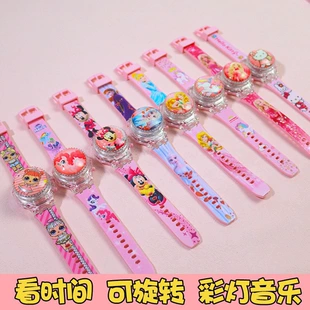 Детские часы с вращающейся крышкой светом и музыкой Hello Kitty