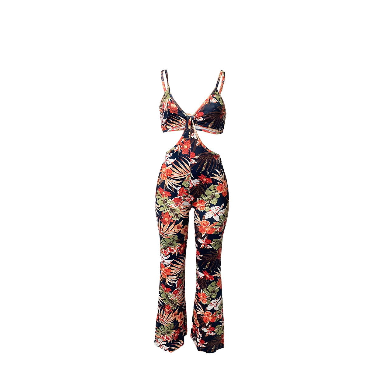 Women Clothing Spring Summer Beach Vacation Tube Top Hollow Out Cutout Jumpsuit