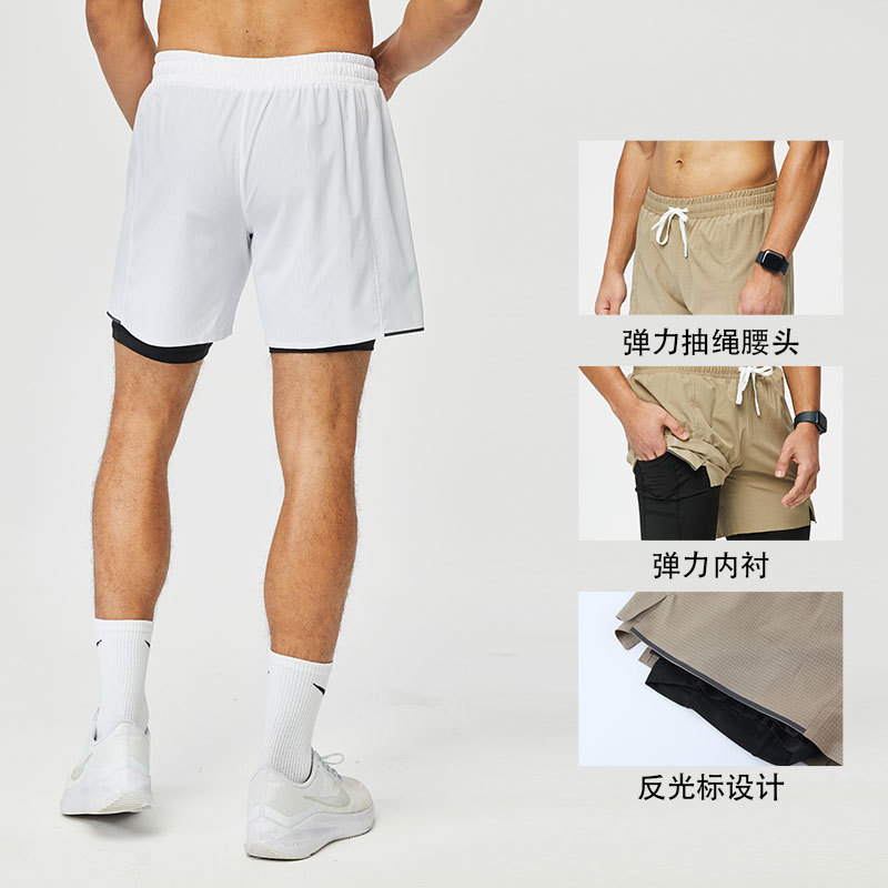 Nuevos pantalones cortos deportivos casuales de dos piezas para hombres Pantalones deportivos de baloncesto de secado rápido transpirables correr ropa de entrenamiento pantalones cortos