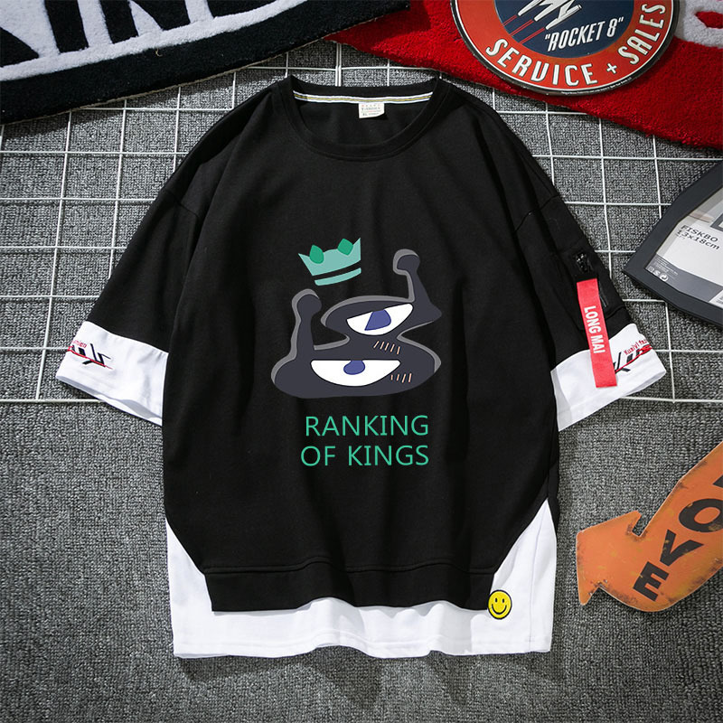 King Ranking Animation Surrounding Kakboji Second Dimension Men's and Women's Fashion Summer Fake Two-piece T-shirt King Ranking Animation Surrounding Kakboji Second Dimension Men's and Women's Fashion Summer Fake Two-piece T-shirt