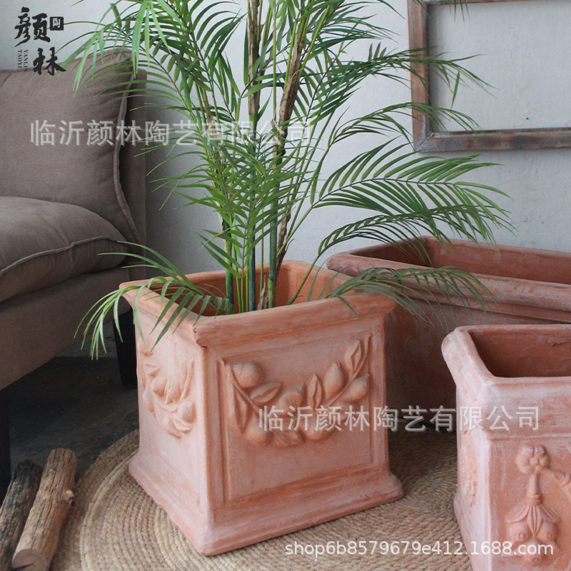 maceta de barras largas maceta de cerámica roja cuadrada maceta de hortalizas maceta de flores cajas de flores pequeñas aceitunas comercio exterior maceta de cerámica americana estilo romano