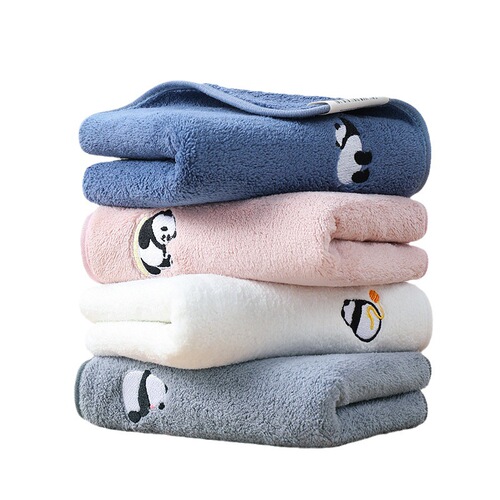 Jieliva Towels, Class A Children's Towels with Cartoon Panda Embroidery, Highly Absorbent Coral Fleece Towels—Factory Direct Supply in Stock