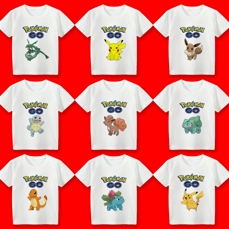 皮卡丘神奇宝贝宝可梦公仔卡通动漫t恤男女童装短袖衣服夏季潮宝