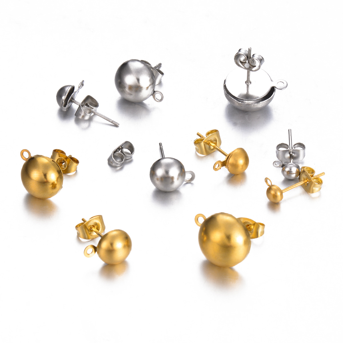 Vacation, Simple Style Style Plating Craft 20 PCS/Package 304 Stainless Steel Solid Color Flower Shape Bead Caps Jewelry Accessories