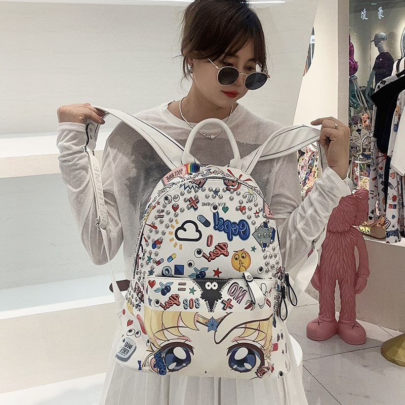 Práctica mochila de viaje con acolchado de algodón para reducir peso, unisex, modelo 2020 blanco.