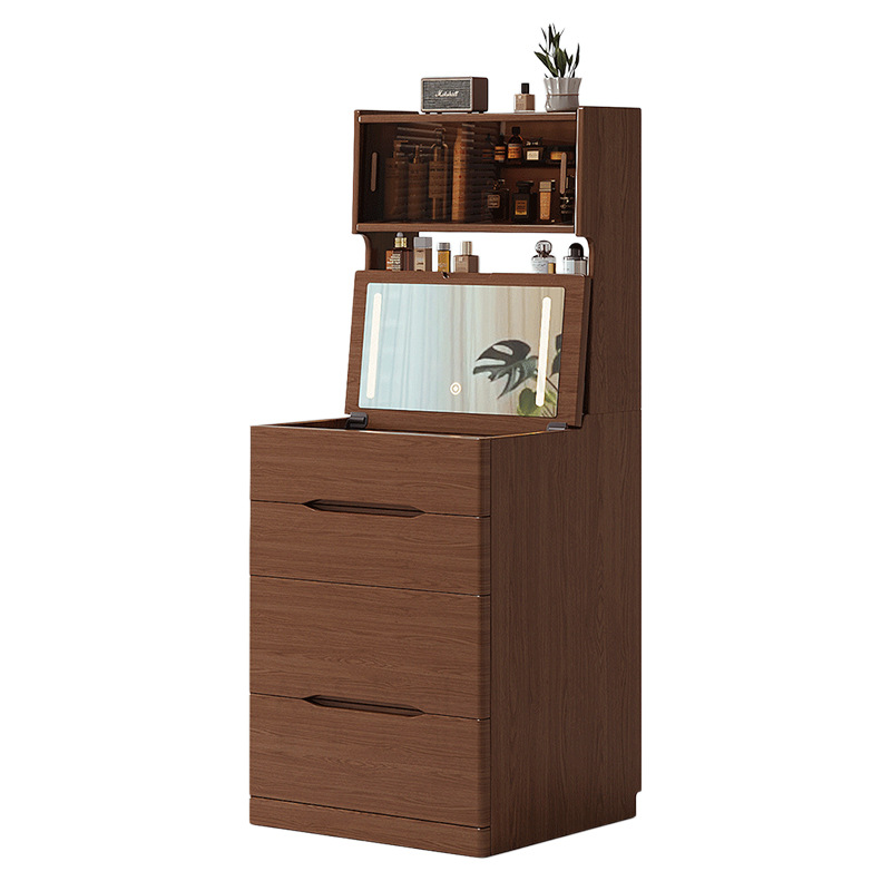 Comodín de madera maciza pequeña mesa de maquillaje dormitorio moderno y simple meseta de cabecera de cama de tipo pequeño gabinete de almacenamiento en una sola cubierta
