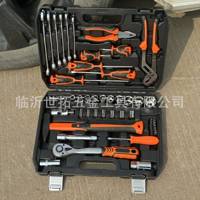 Cross-Border Mechanical Tool Set, Car Repair Socket Wrench Combination, Multi-Functional Ratchet Wrench, Dual-Use (Mühərrik tənzimləmə alətləri) - black-box-58-piece-set-with-72-teeth-large-quantity-and-low-price-factory-direct-sales-58-socket-wrench-screwdriver