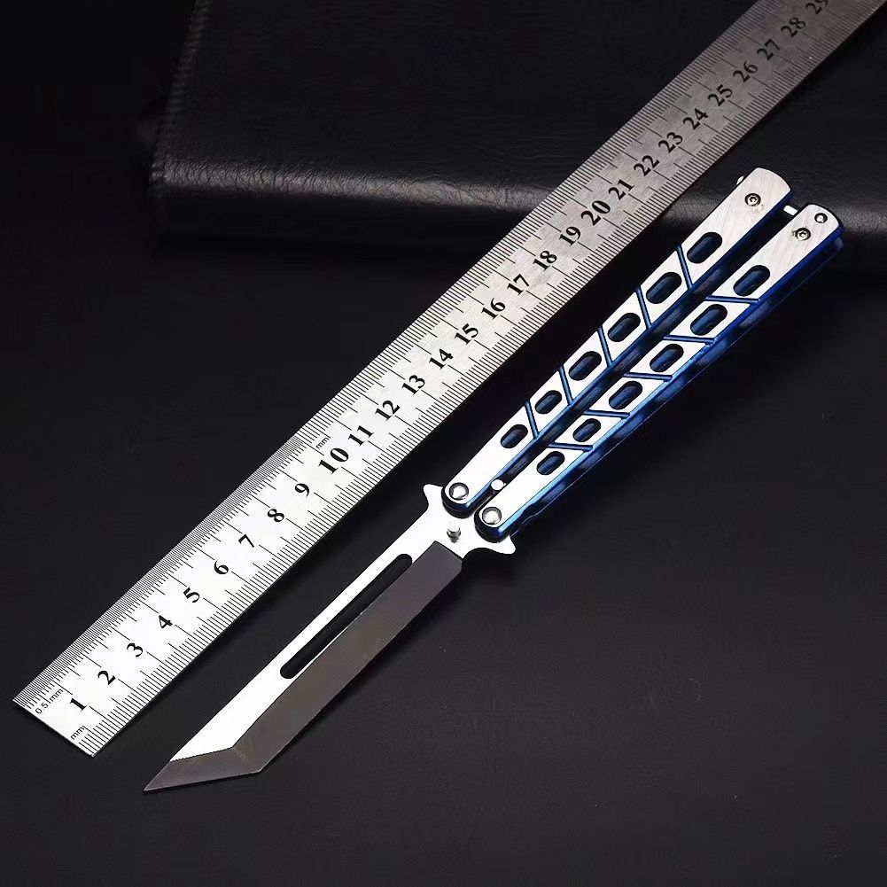 未开刃全钢初学者蝴蝶刀练习蝴蝶折叠刀甩手刀花式玩耍训练刀