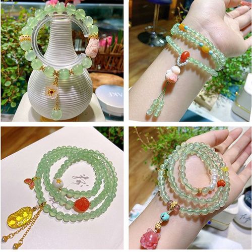 Light aventurine chalcedony loose beads prehnite round beads diy hand-woven bracelets necklace jewelry accessories materials wholesale.