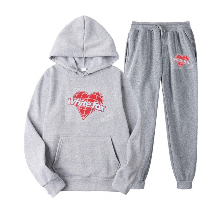 Cross-Border Foreign Trade White Fox Sportswear 2-Piece Set: Hooded Sweatshirt + Sweatpants, Loose Casual Versatile Style, Direct Sales from the Manufacturer