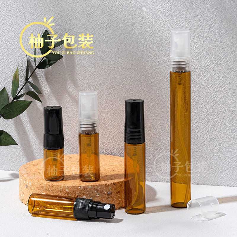 现货批发茶色迷你喷雾瓶  2ml 3ml 5ml 10ml 香水小样玻璃瓶精E18