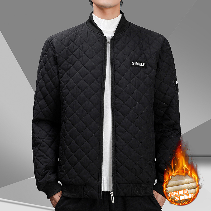 Chaqueta de algodón de plumón para hombres de otoño e invierno nuevo estilo a cuadros más terciopelo grueso abrigo de algodón cálido Chaqueta de algodón de todo fósforo de invierno para hombres