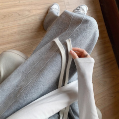 灰色运动裤女春秋2025新款高腰宽松直筒休闲卫裤显瘦小个子阔腿裤