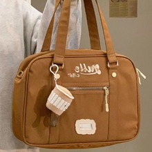2025新款美式复古单肩包大学生上课包斜挎包休闲通勤ins风托特包