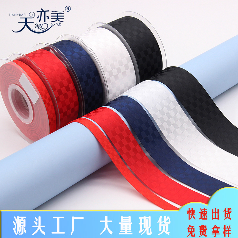 Tianyi Mei cinta de diamante cinta de satén a cuadros DIY accesorios de embalaje hechos a mano cinta