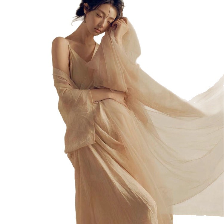 New Style Studio Minimalist Maternity Dress for Photo Shoots, Apricot Theme, Fresh Artistic Photography Outfit for Pregnant Moms New Style Studio Minimalist Maternity Dress for Photo Shoots, Apricot Theme, Fresh Artistic Photography Outfit for Pregnant Moms