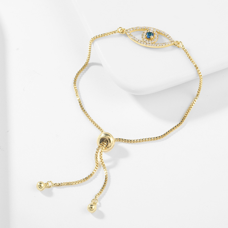 simple copper-inlaid zircon pull-eye bracelet wholesale